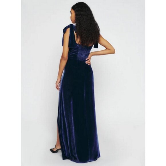 💕REFORMATION💕 Westerly Velvet Maxi Dress ~ Danube Blue 12 NWT - Picture 5 of 13